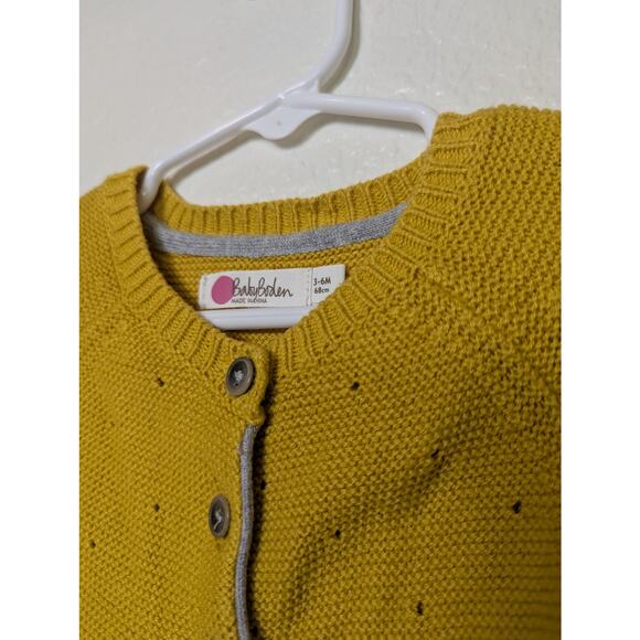 Baby Boden Cashmere Cotton Blend Gold Yellow 3 Button Cardigan Baby Girl Size 3M - Picture 4 of 10